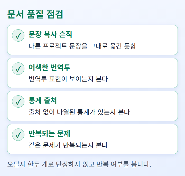 문서 품질을 확인하는 네 가지 점검 항목 체크리스트