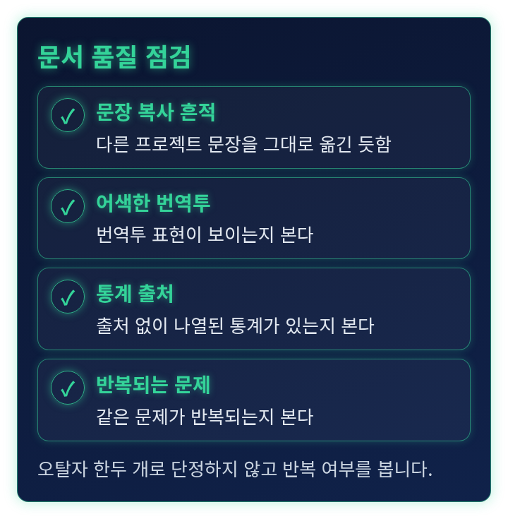 문서 품질을 확인하는 네 가지 점검 항목 체크리스트