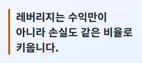 레버리지가 손실도 같은 비율로 키운다는 핵심 문장 카드