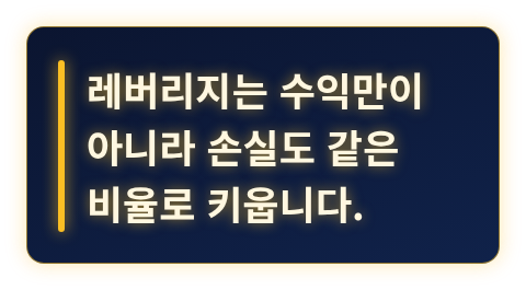 레버리지가 손실도 같은 비율로 키운다는 핵심 문장 카드