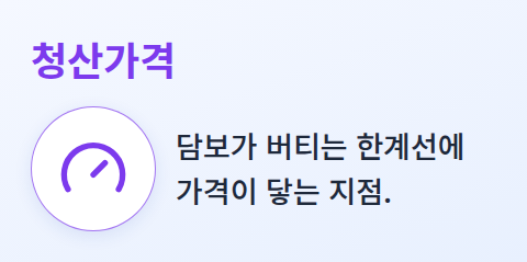 청산가격을 담보가 버티는 한계선으로 나타낸 비유 카드