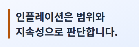 인플레이션을 판단하는 두 기준인 범위와 지속성을 강조한 카드