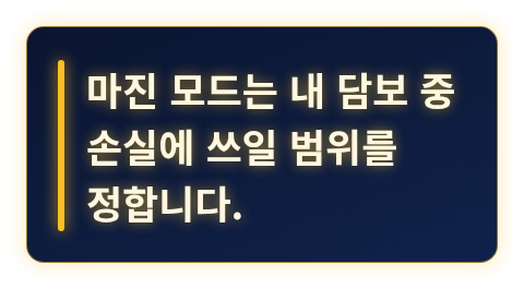 마진 모드가 손실에 쓰일 담보의 범위를 정한다는 핵심 문장 카드