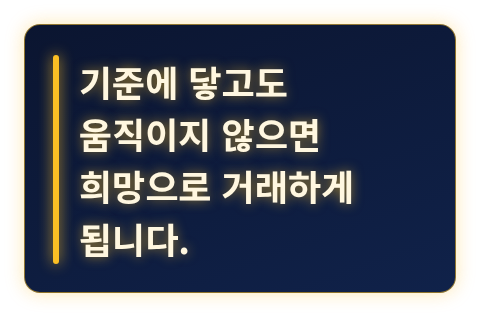 기준을 지키지 않으면 계획이 아니라 희망으로 거래하게 된다는 핵심 문장 카드