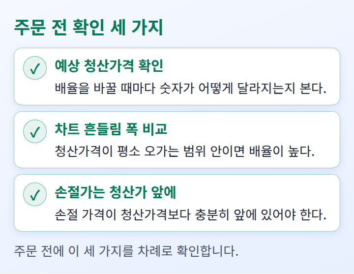 주문 전 확인할 세 가지를 정리한 체크리스트