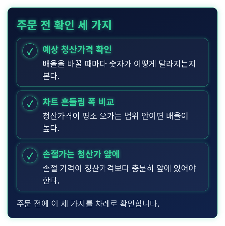 주문 전 확인할 세 가지를 정리한 체크리스트