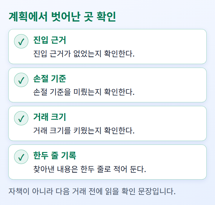 기록을 펼쳐 확인할 항목을 늘어놓은 체크리스트