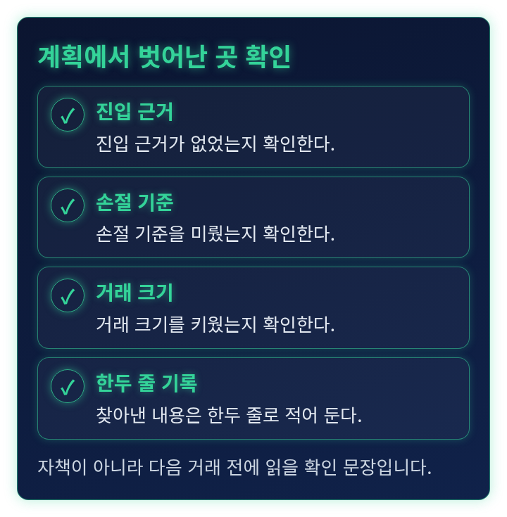 기록을 펼쳐 확인할 항목을 늘어놓은 체크리스트