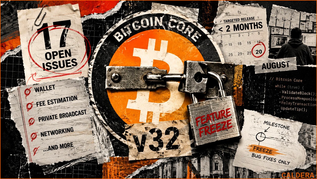 비트코인 BTC 뉴스 - 비트코인 코어 v32.0 기능 동결 | 칼데라 크립토 커뮤니티